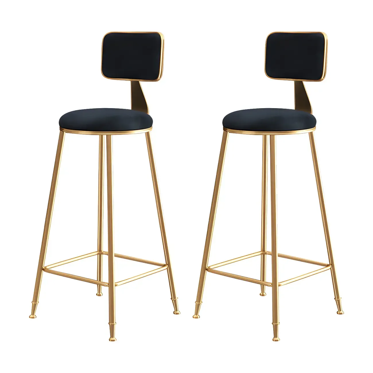 Round Velvet Upholstered Counter Bar Stools