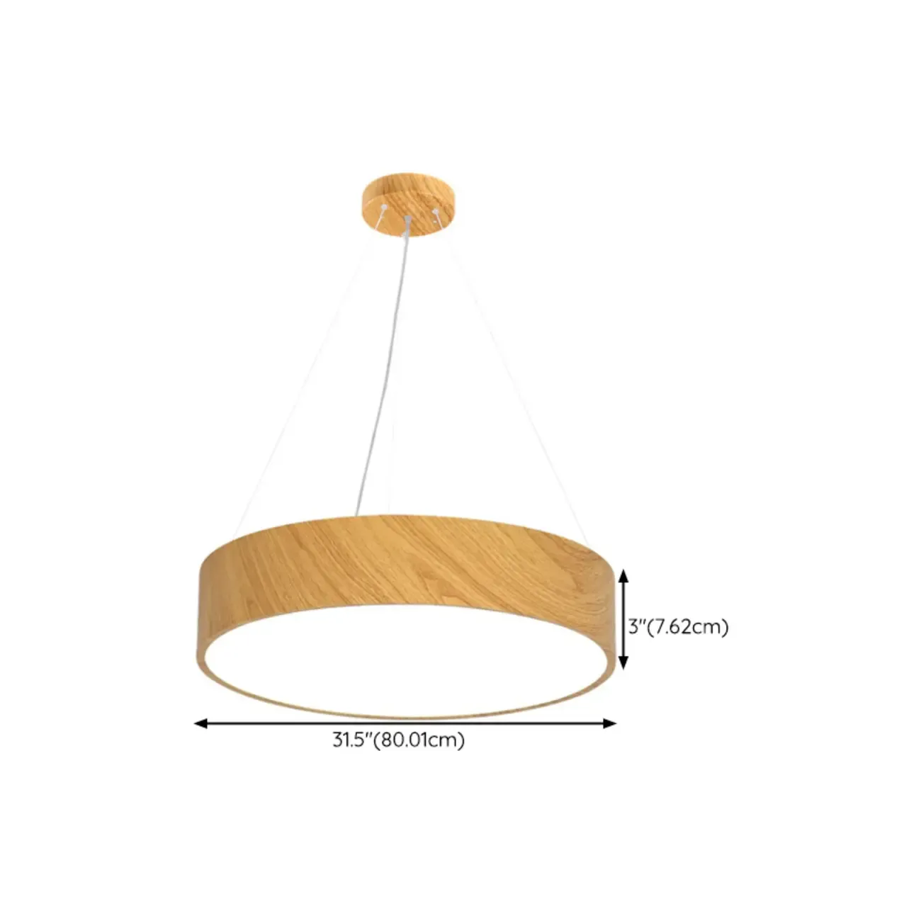 Modern Circular Wood LED Chandelier with Adjustable Height