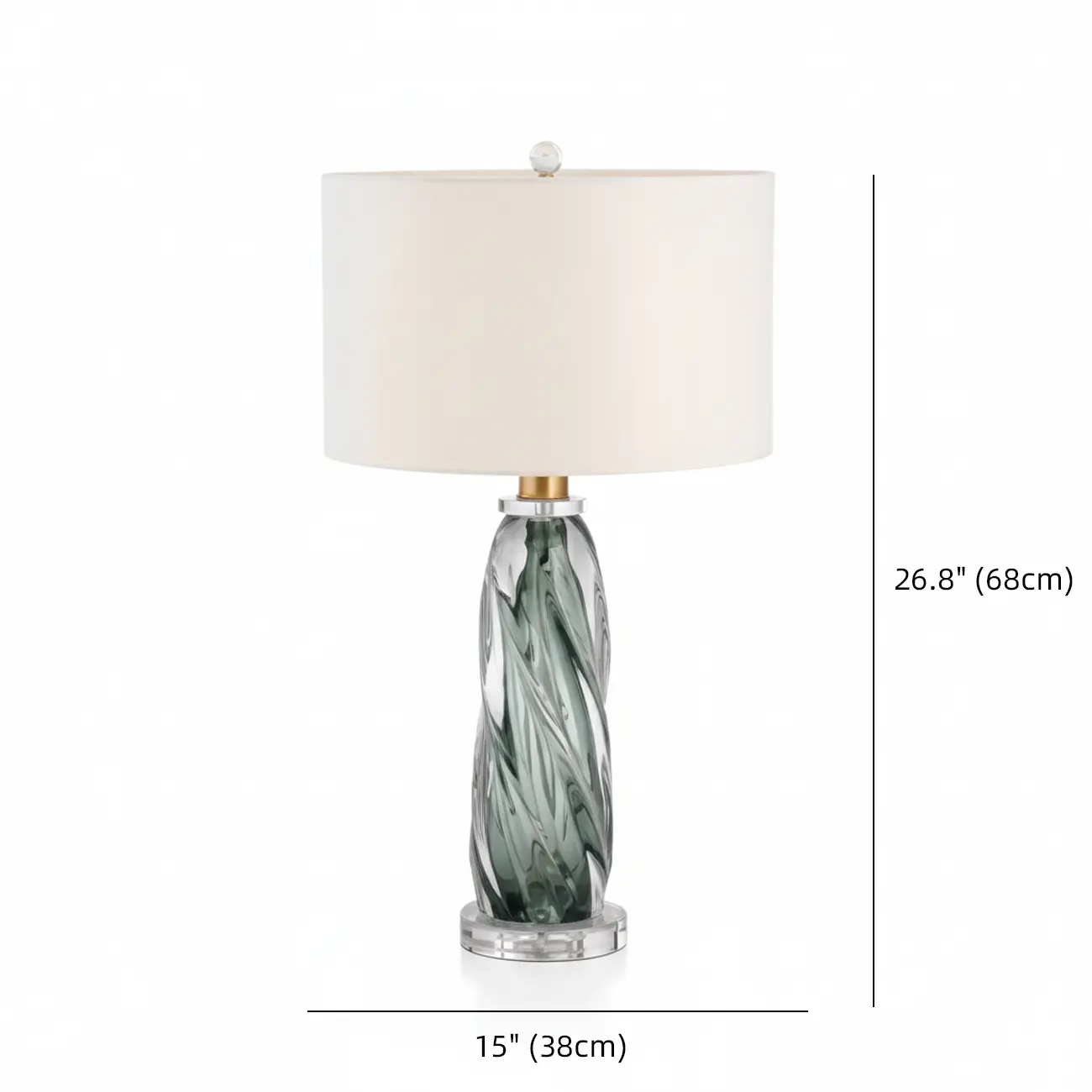 Modern Green Twisted Glass Table Lamp with Fabric Shade