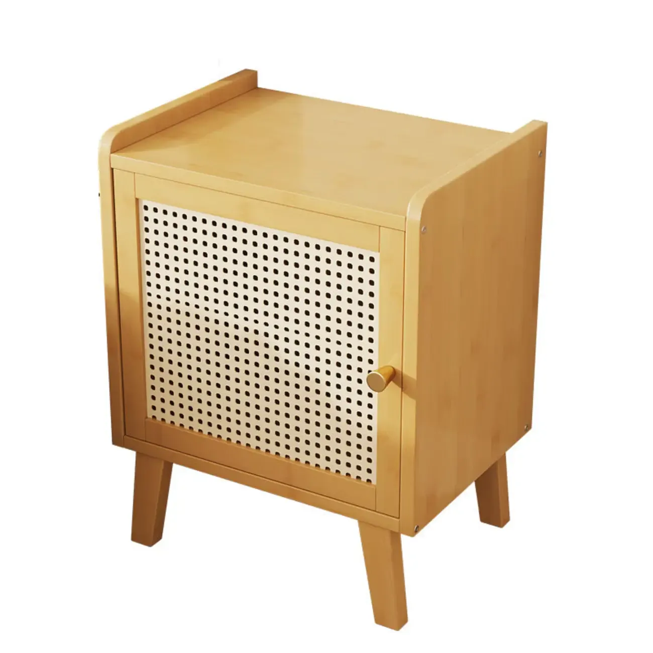 Scandinavian Bedside Table Natural Solid Wood Nightstand