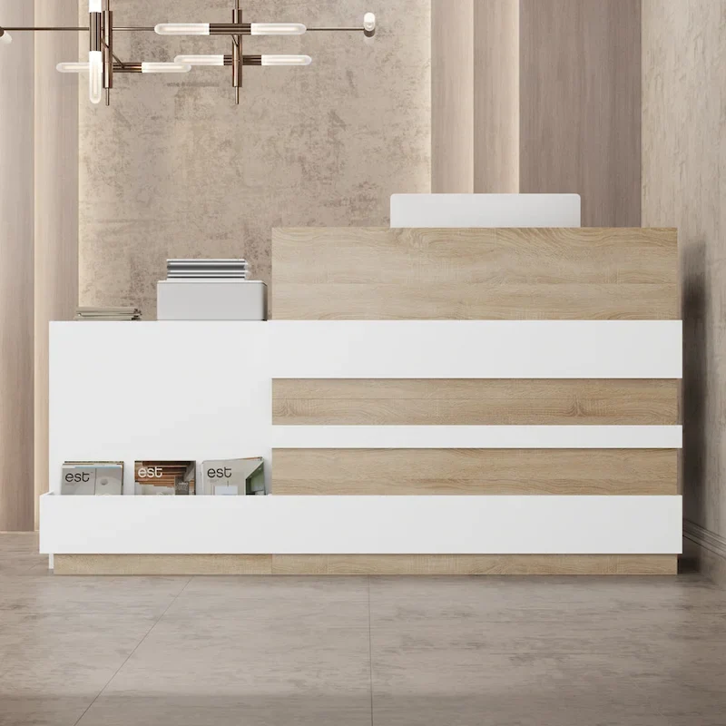 Contemporary Office Reception Desk with Keyboard Drawer Table