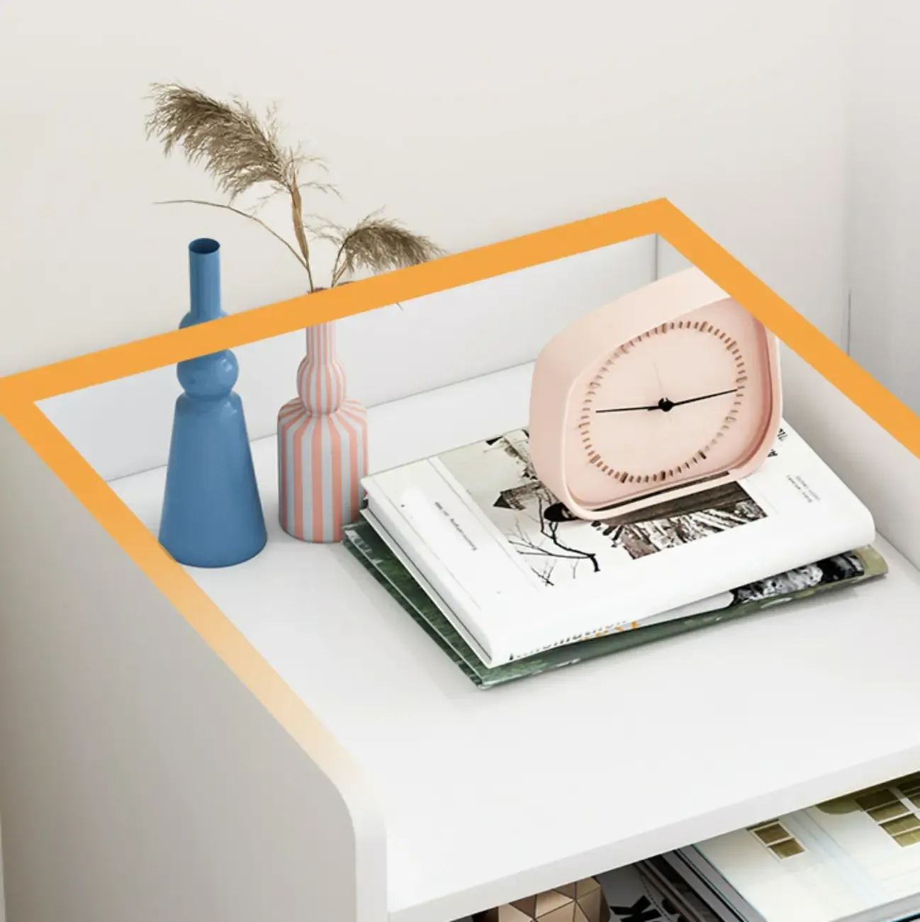 Scandinavian Wooden 2-Drawers Narrow Nightstand