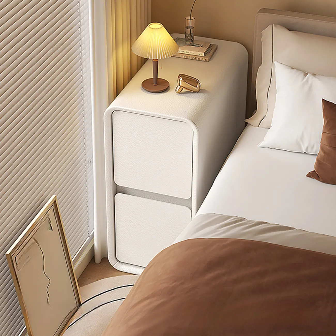 Trendy Narrow Wooden Sleek Edge 2-Drawer Nightstand