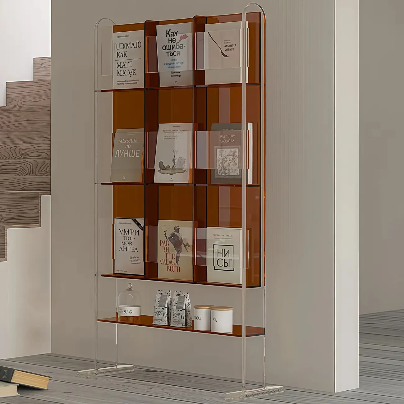 Vertical Acrylic 4-Shelf Closed Back Display Bookcase