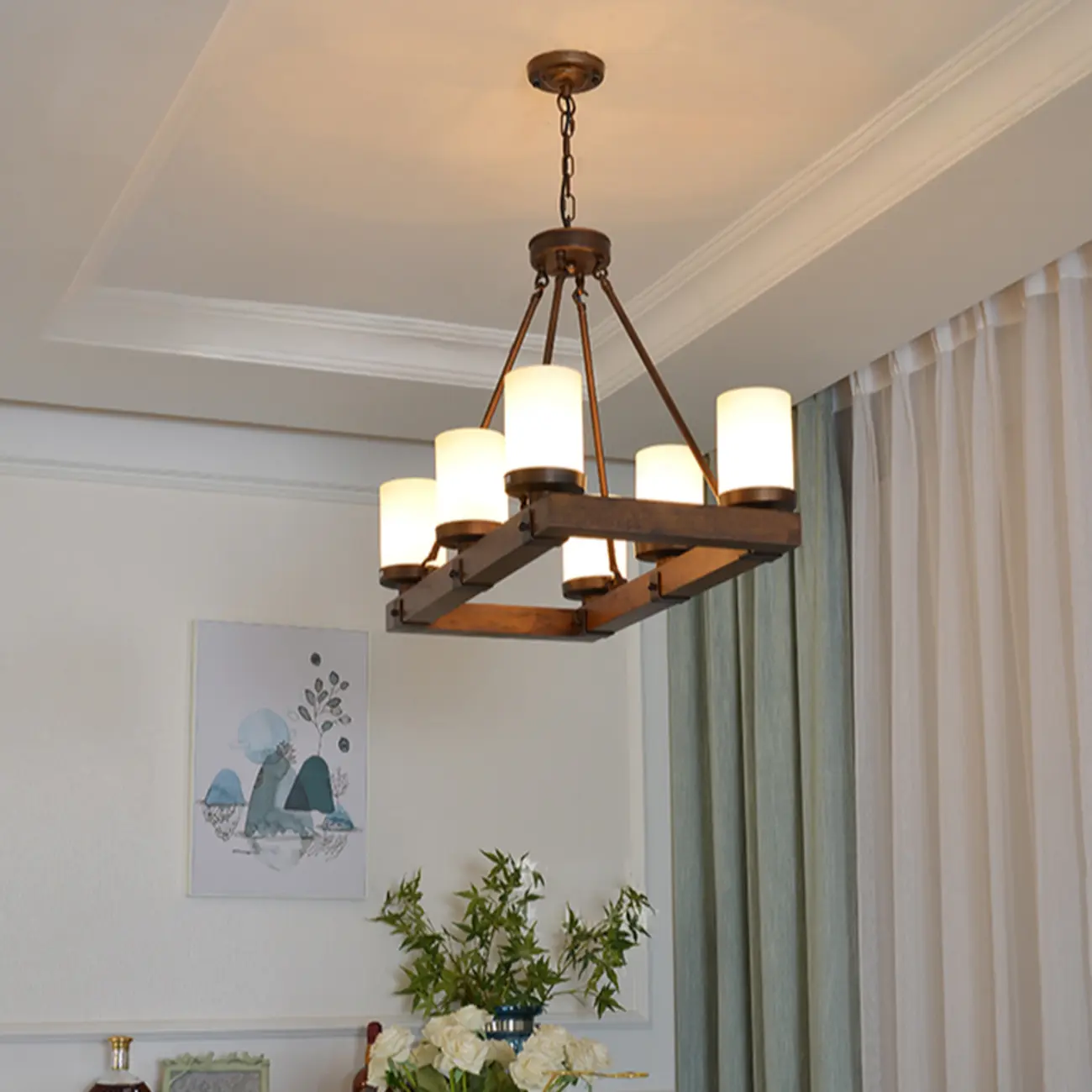 6-Light Industrial Metal Kitchen Island Pendant Lighting