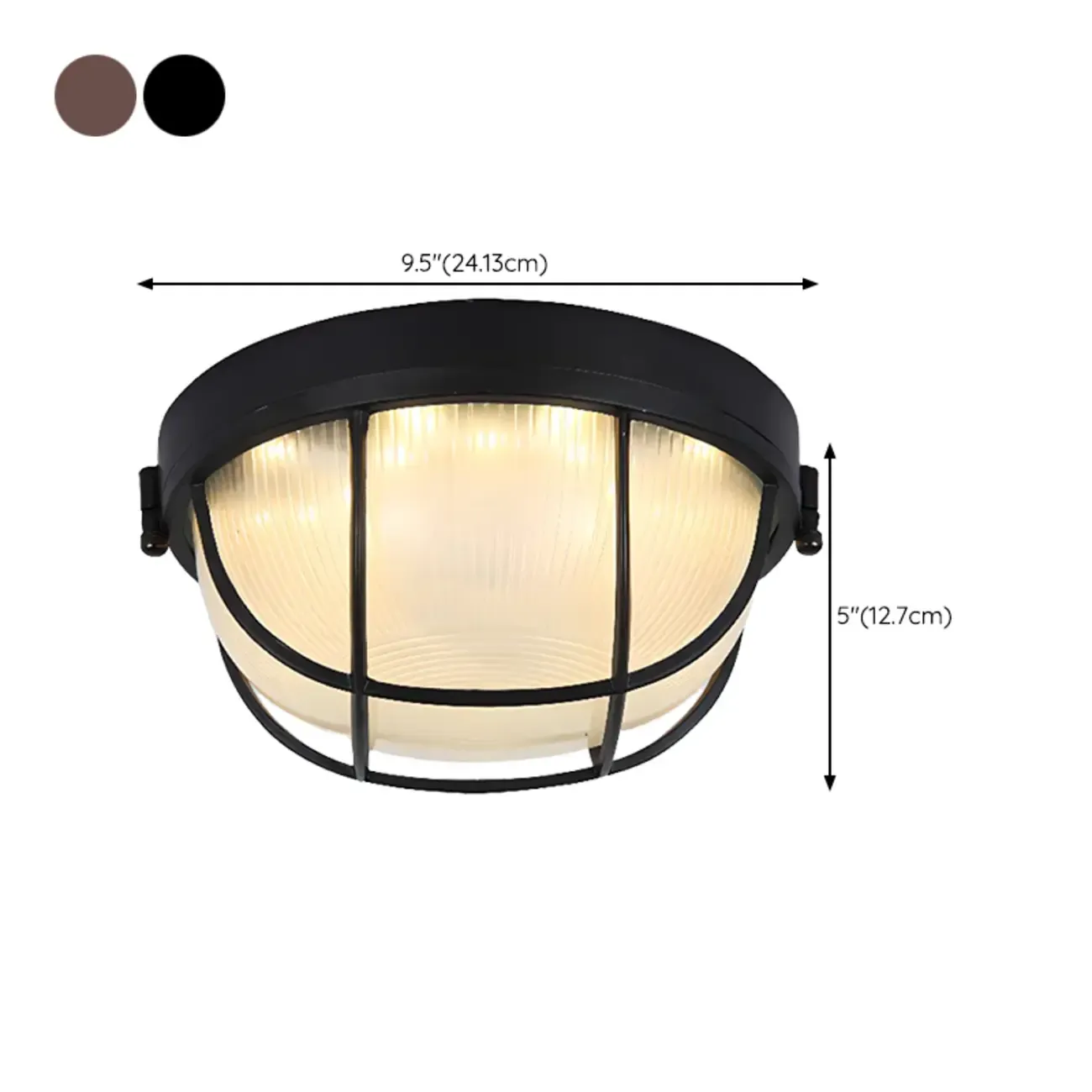Industrial Black Round Metal LED Flush Ceiling Light