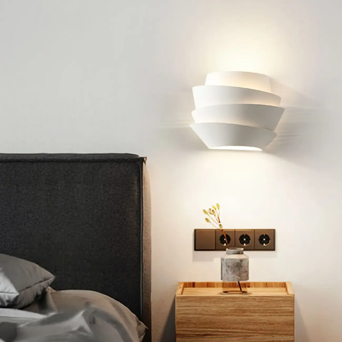 Inspired 2-Light Iron White Spiral Wall Sconce