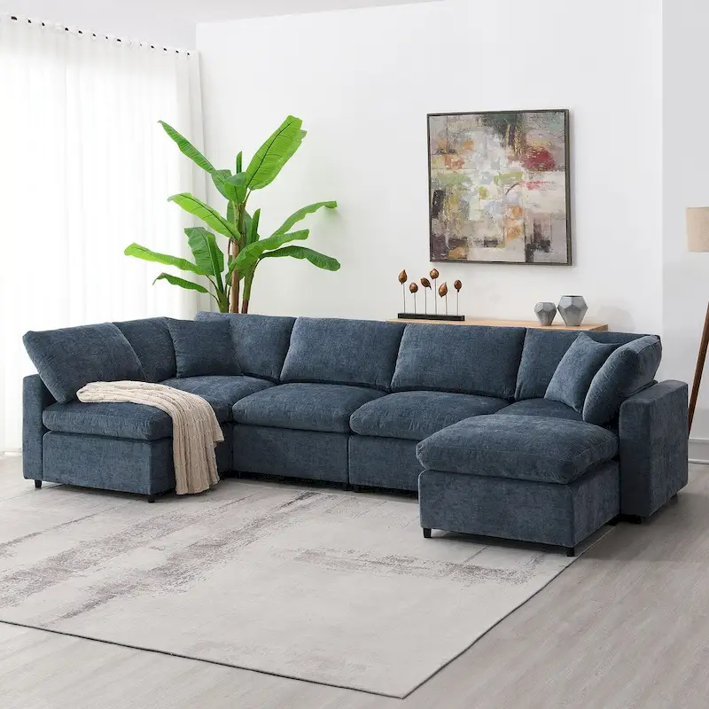 Modern Modular Cloud Sofa Bed with 6 Seat Sectional Couch Set
