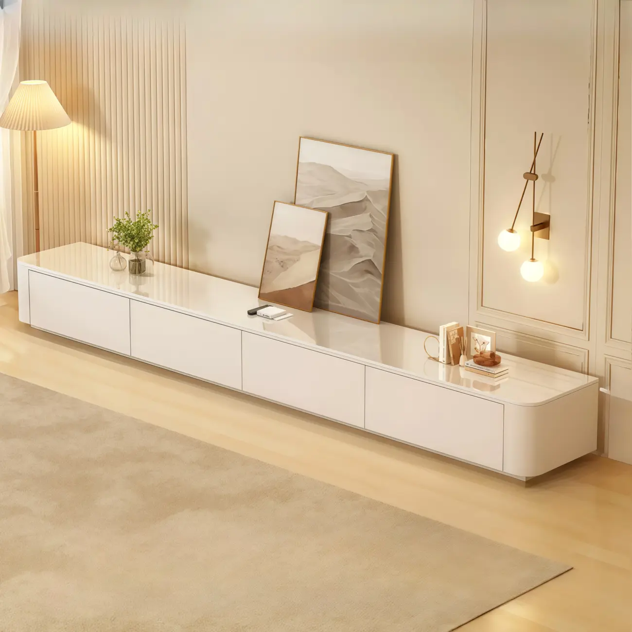 63 Sintered Stone Top Long TV Stand with Cable Management