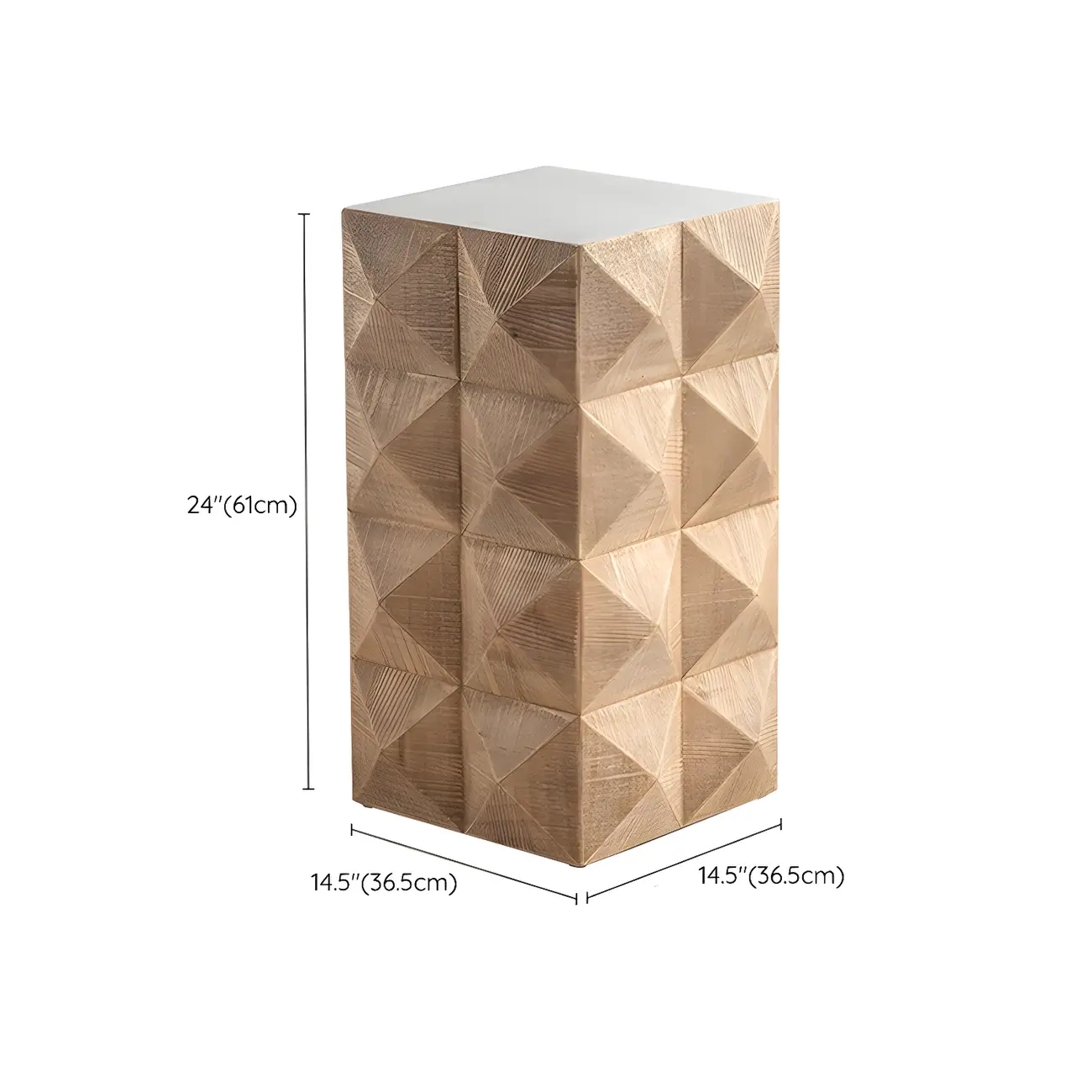 Elegant Geometric Wooden Block Accent Side Table
