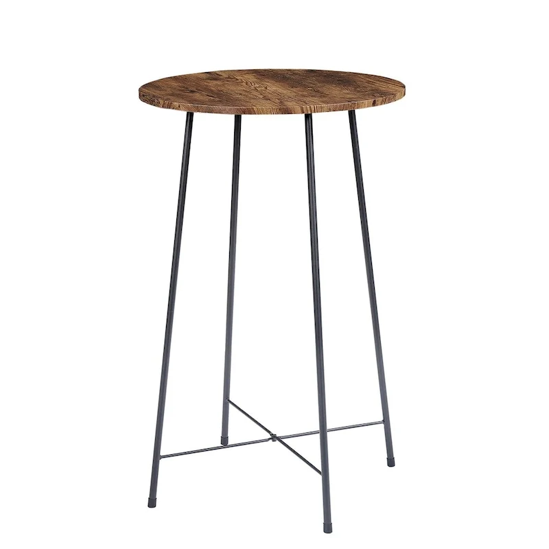35.4 High Round Bar Table, Industrial Style Wood Top Bistro Pub/Breakfast Table