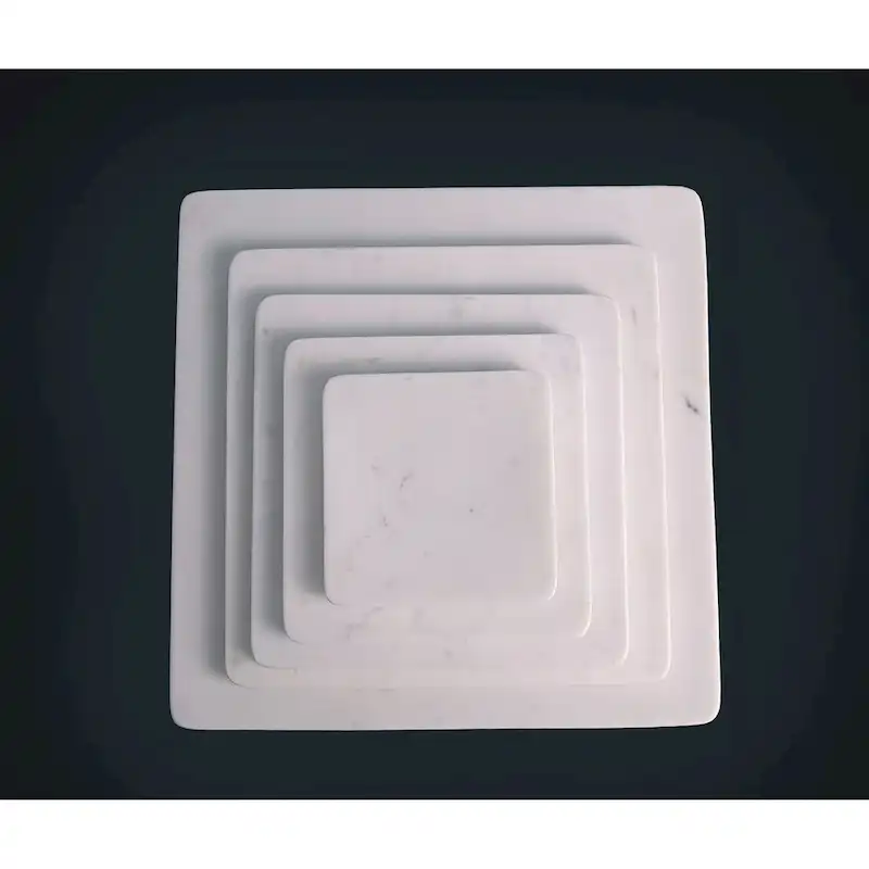 X-Lg. Square Marble Platter 15  x 15  - White