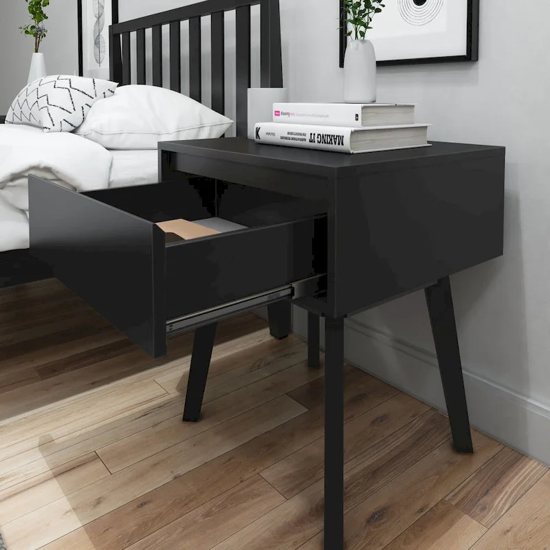 Plank and Beam Scandinavian Nightstand with 1 Drawer