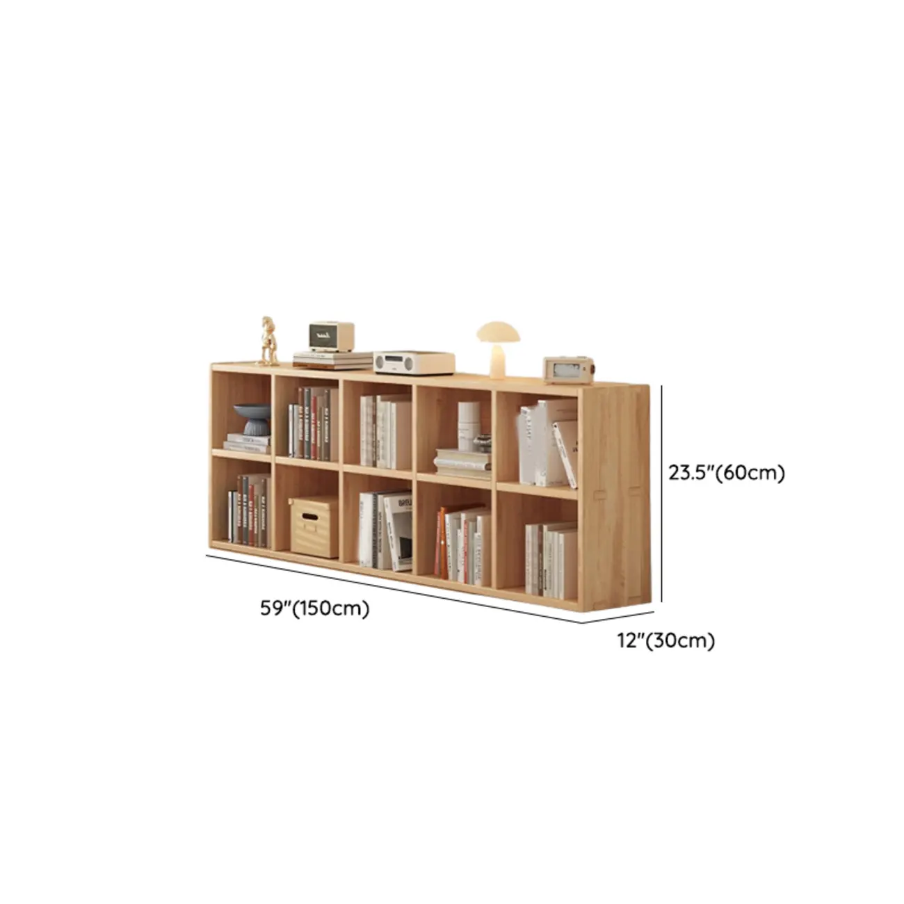 Modern Modular Rectangular Lateral Pine Wood Bookcase