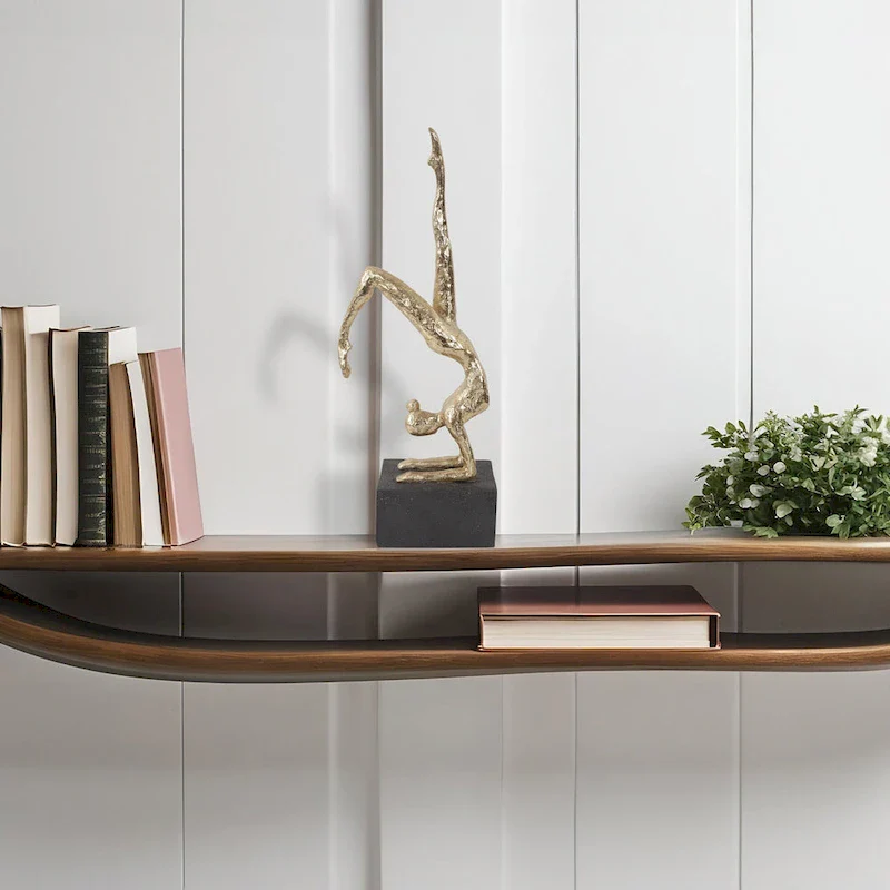 Allan Andrews Gold Resin Scorpion Yoga Pose Sculpture on Graphite Base - 16.5 H x 3.25 W x 6.5 D