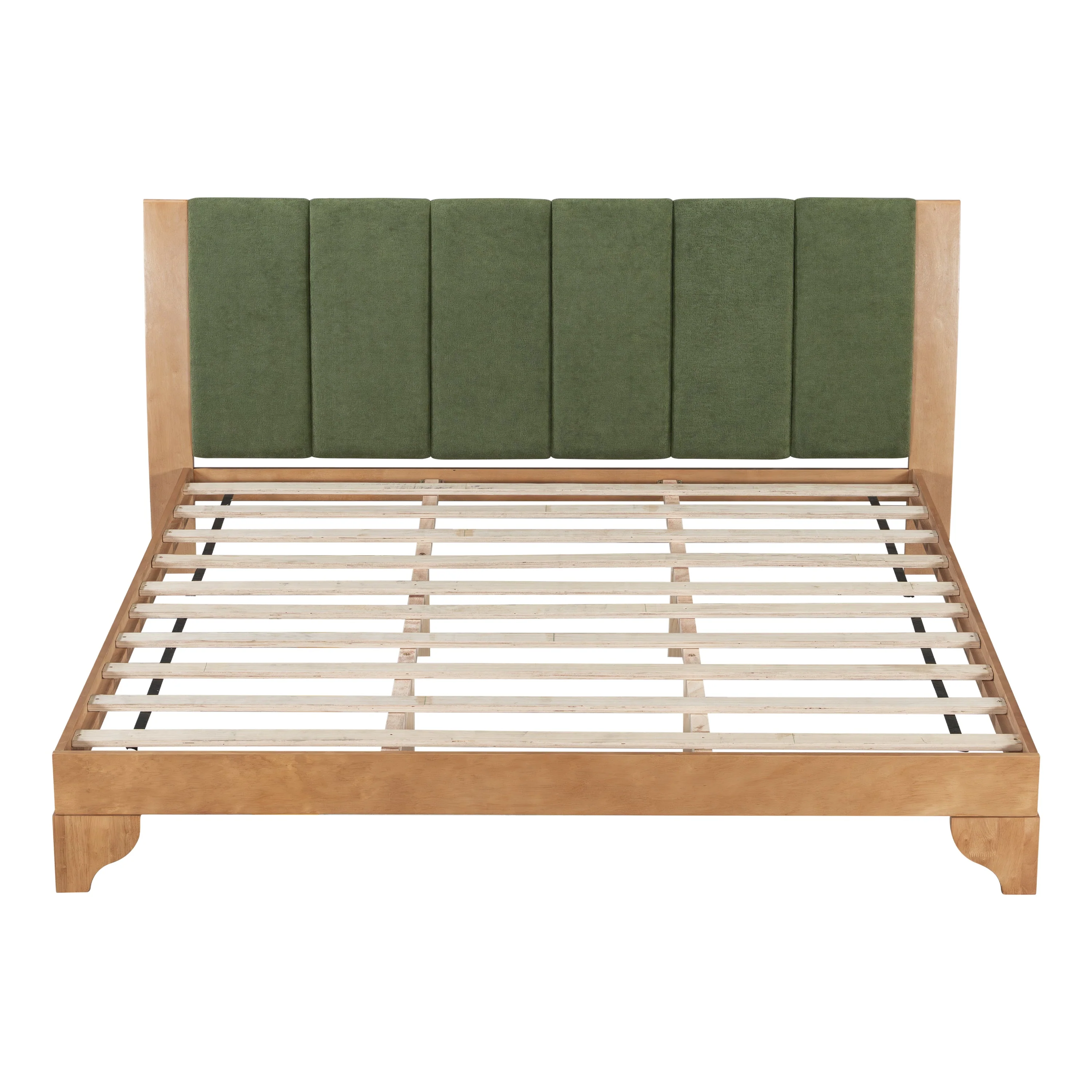 Mid Century Modern Wood and Upholstered Bedframe