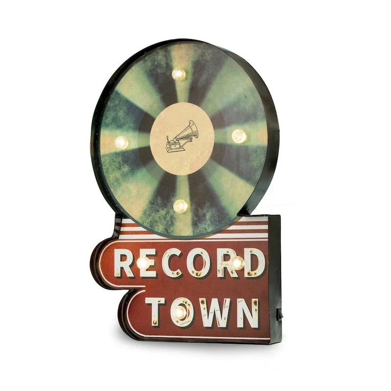 Record Town  Sign, Lighted