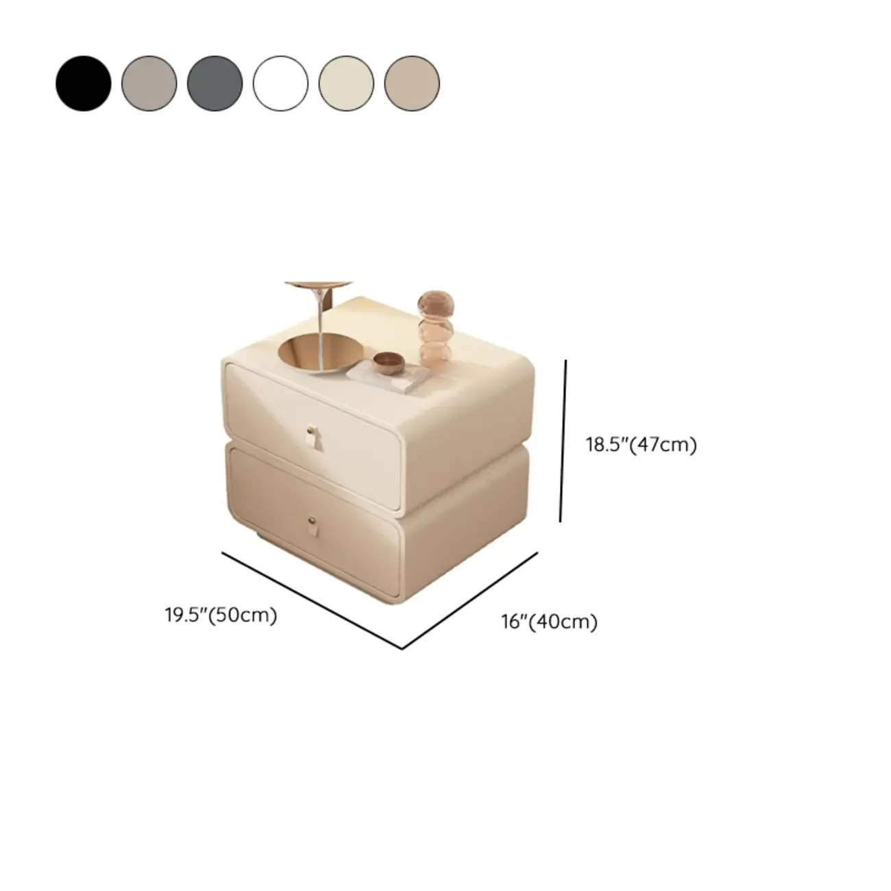 Modern Faux Leather 2-Drawer Nightstand