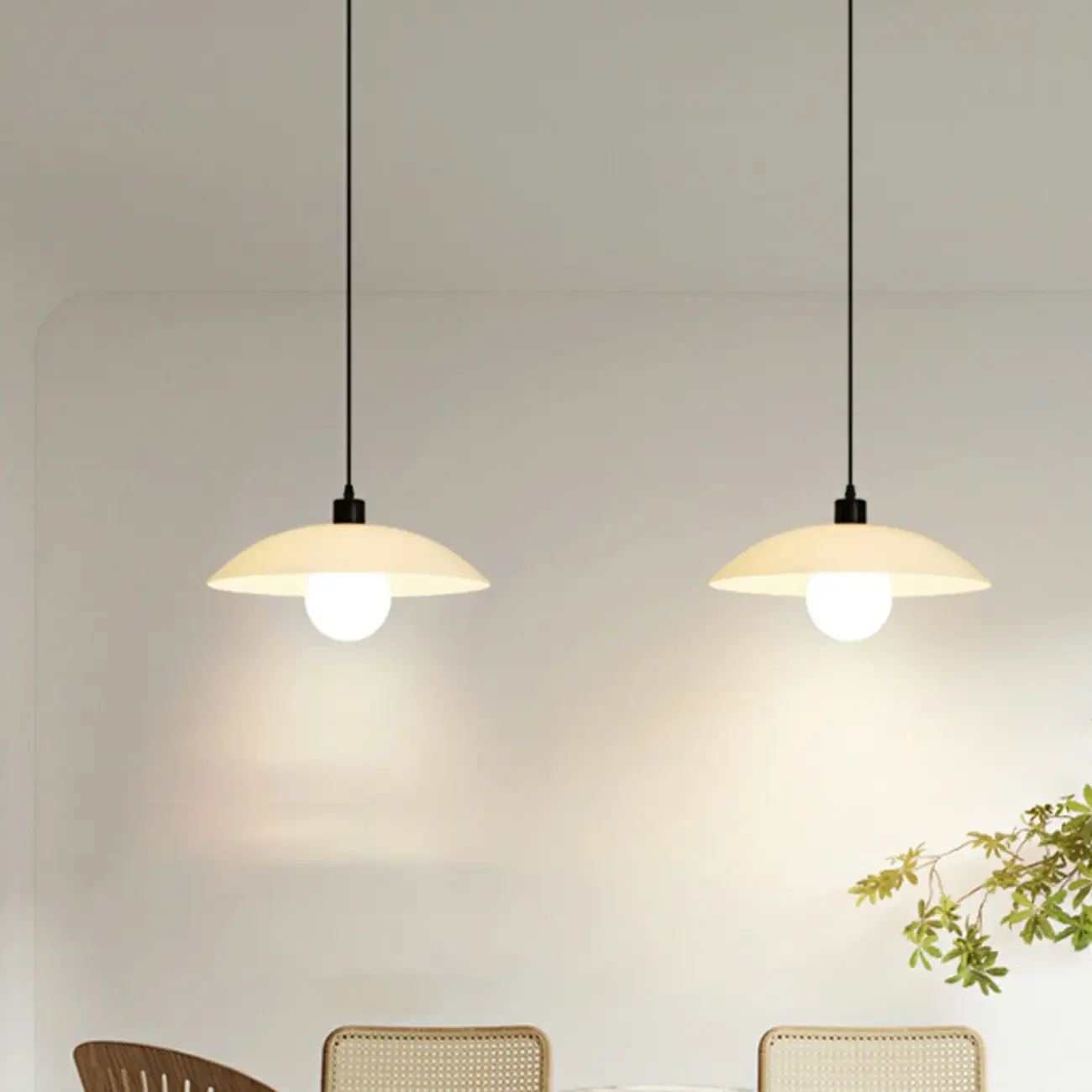 Modern White Glass Adjustable Dining Pendant Lighting