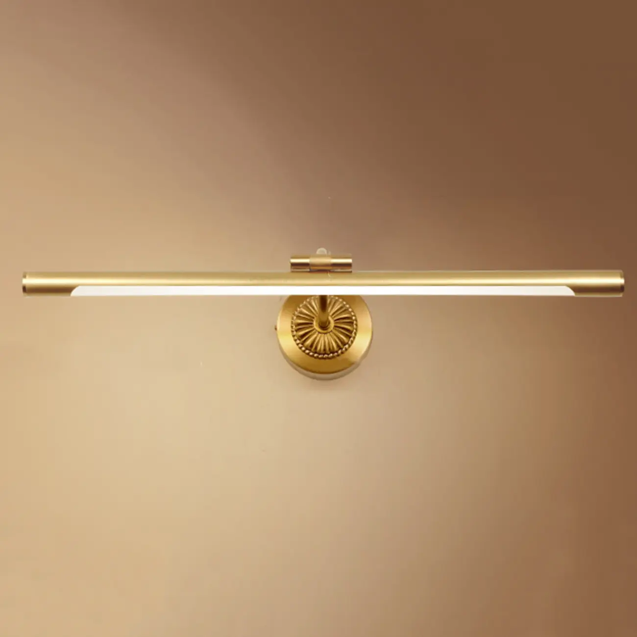 Gold Acrylic Cylinder Vanity Light with Arced Arm for Bathroom