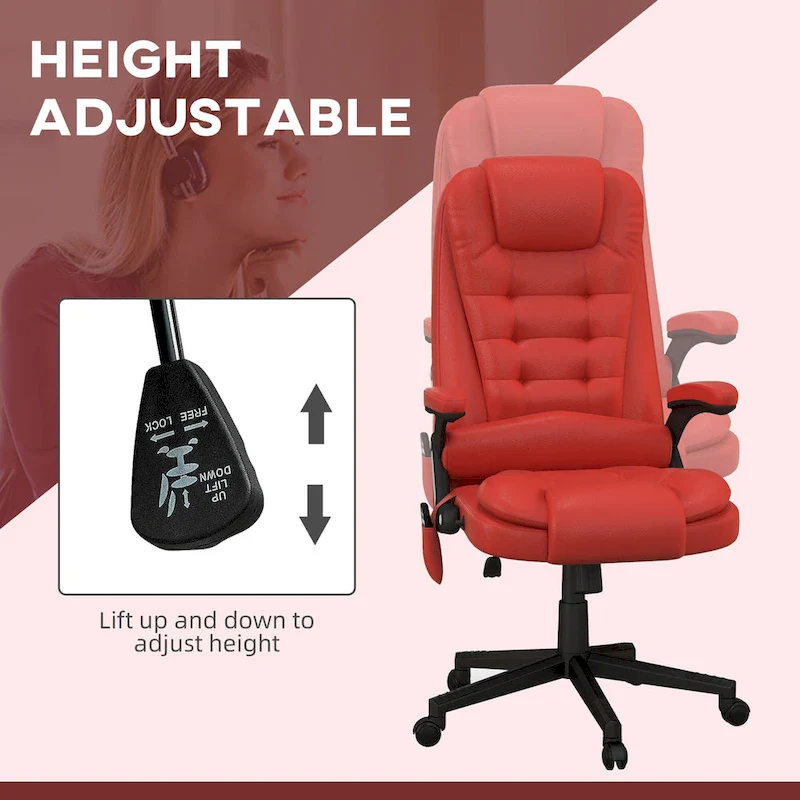 HOMCOM High Back Vibration Massage Office Chair with 6 Vibration Points, Beige