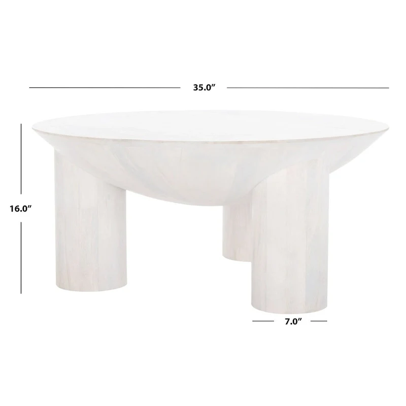 SAFAVIEH Couture Isavella Rd Wood Coffee Table - 35 In W x 35 In D x 16 In H - 35Wx35Dx16H