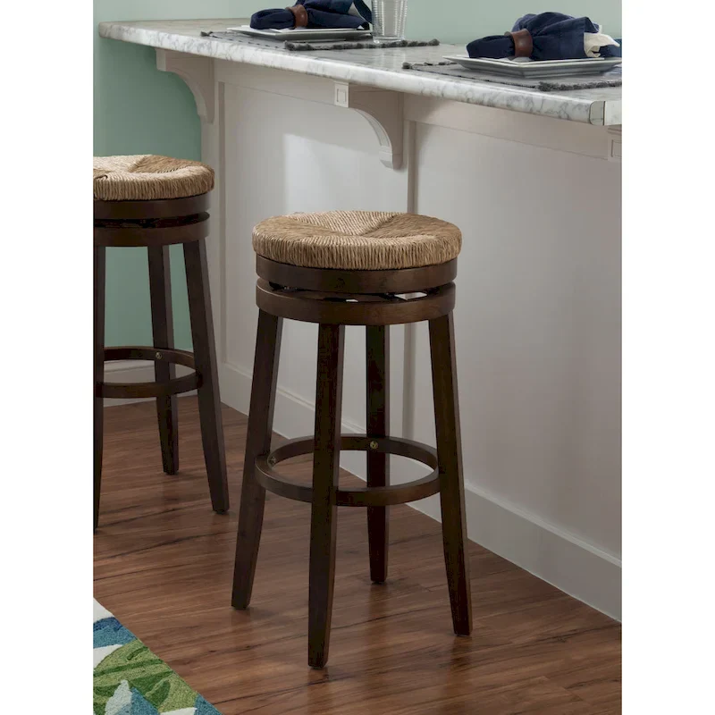 Maya Backless 31-Inch 360-Degree Swivel Bar Stool with Seagrass Seat