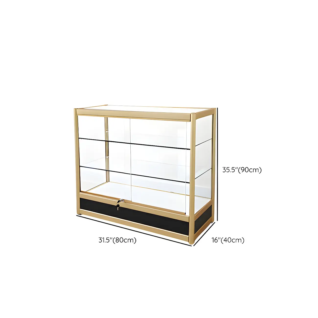 Gold Rectangular Metal Frame Glass Curio Cabinet