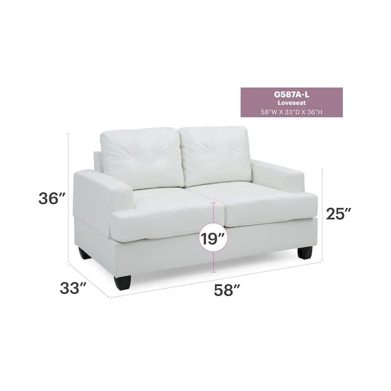 Sandridge 58 in. W Flared Arm Faux Leather Straight Sofa - 34L x 58W x 36H