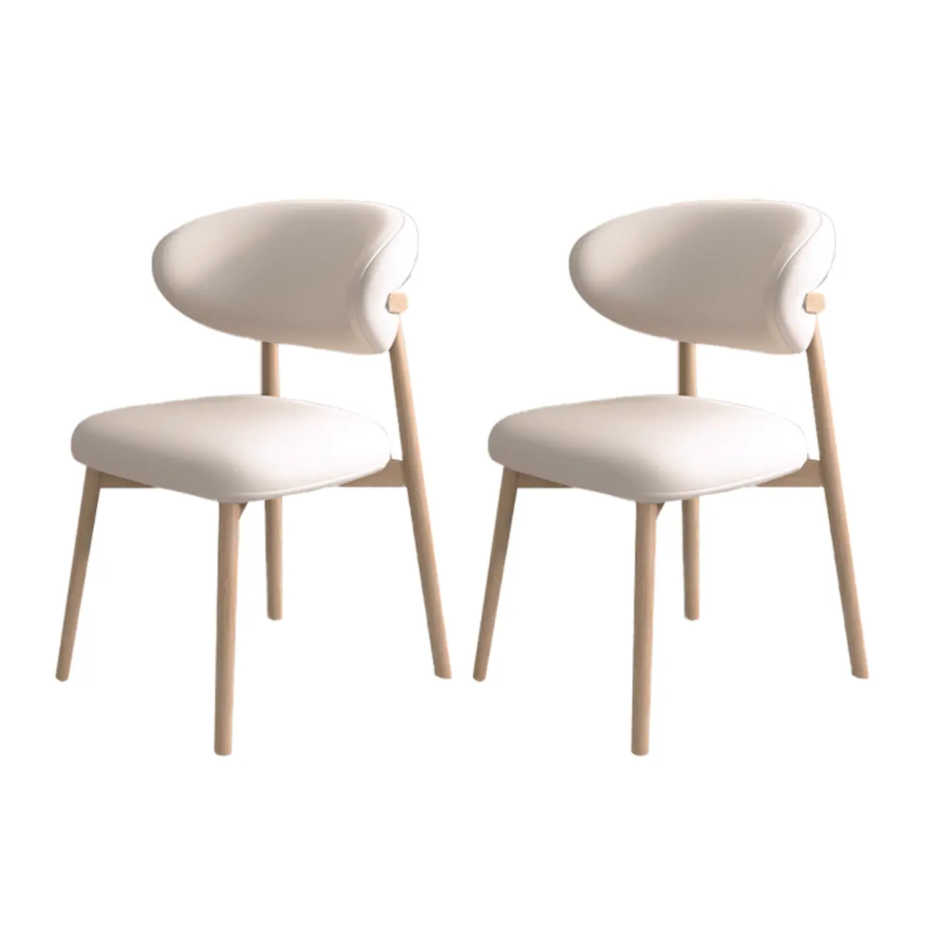 Modern Leather Wood Dining Chair Set of 2