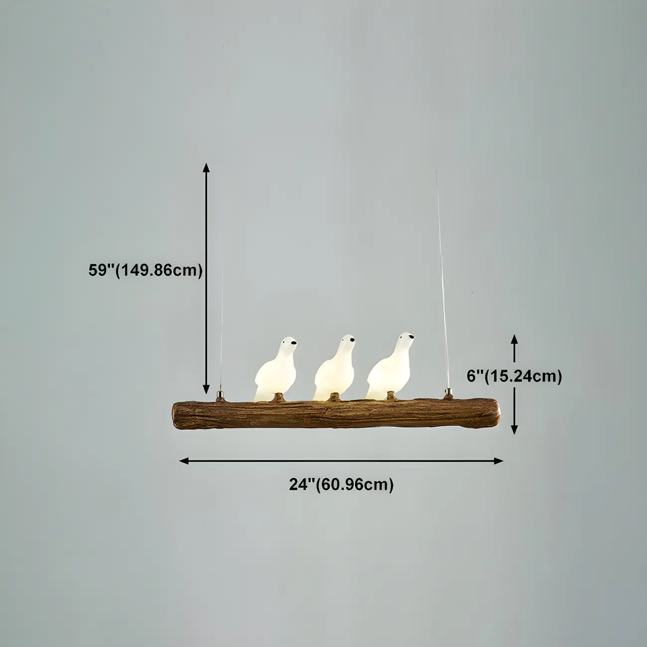 Rustic Wood LED Bird Island Chandelier