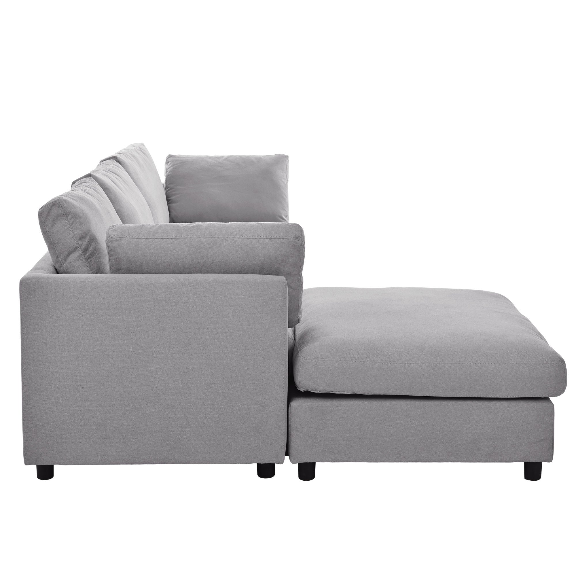 Walker Edison | Grey Convertible Sectional Sofa with Reversible Chaise