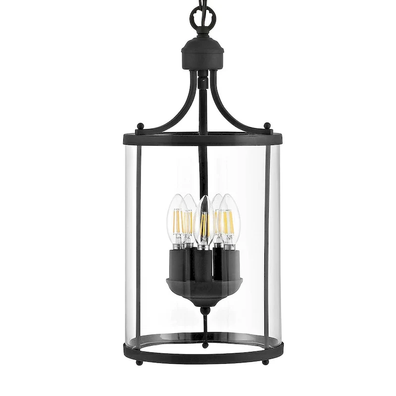 5-light Clear Glass Foyer Pendant Chandelier