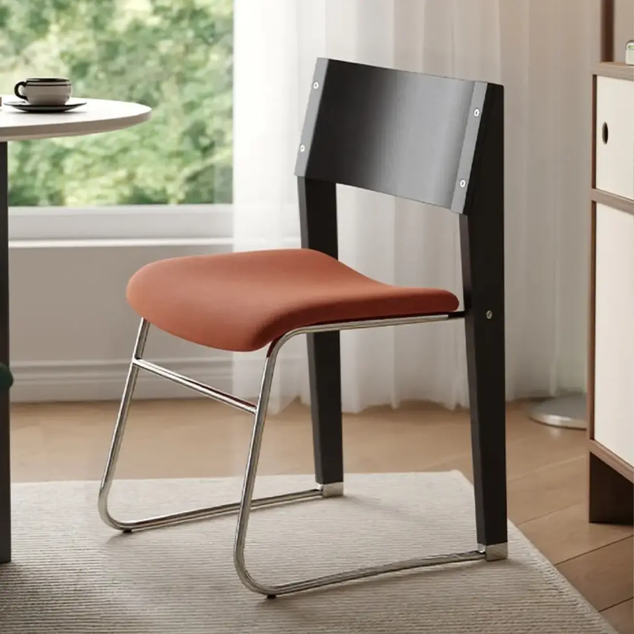 Modern Wood Velvet Open Back Armless Dining Chair Set of 2