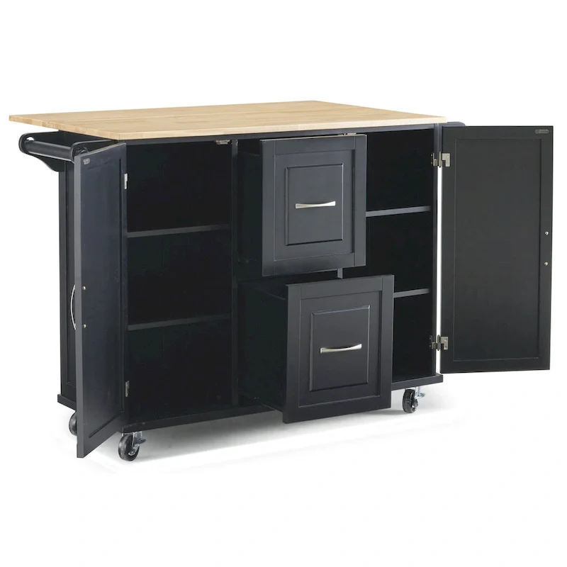 Homestyles Dolly Madison Black Wood Kitchen Cart - N/A