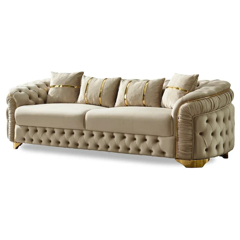 Aryanna 3-Pieces One Sofa Two Chair Living Room Set, Tufted Back