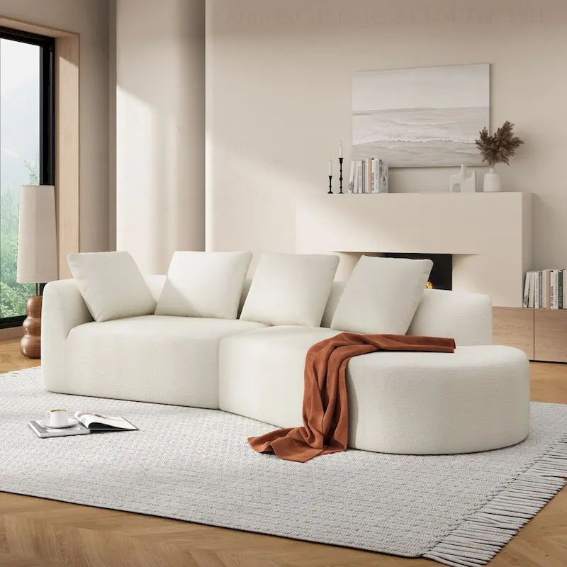 Modern Curved Sectional Sofa with High-Quality Upholstery and Spacious Seating