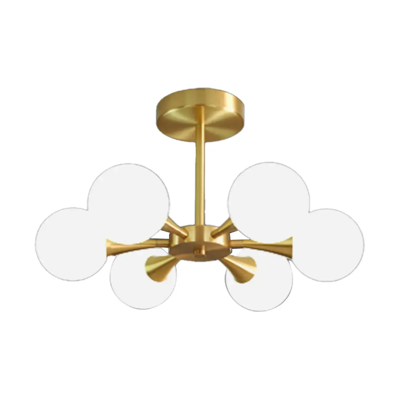Modern Gold Glass Ball Semi Flush Mount Ceiling Light