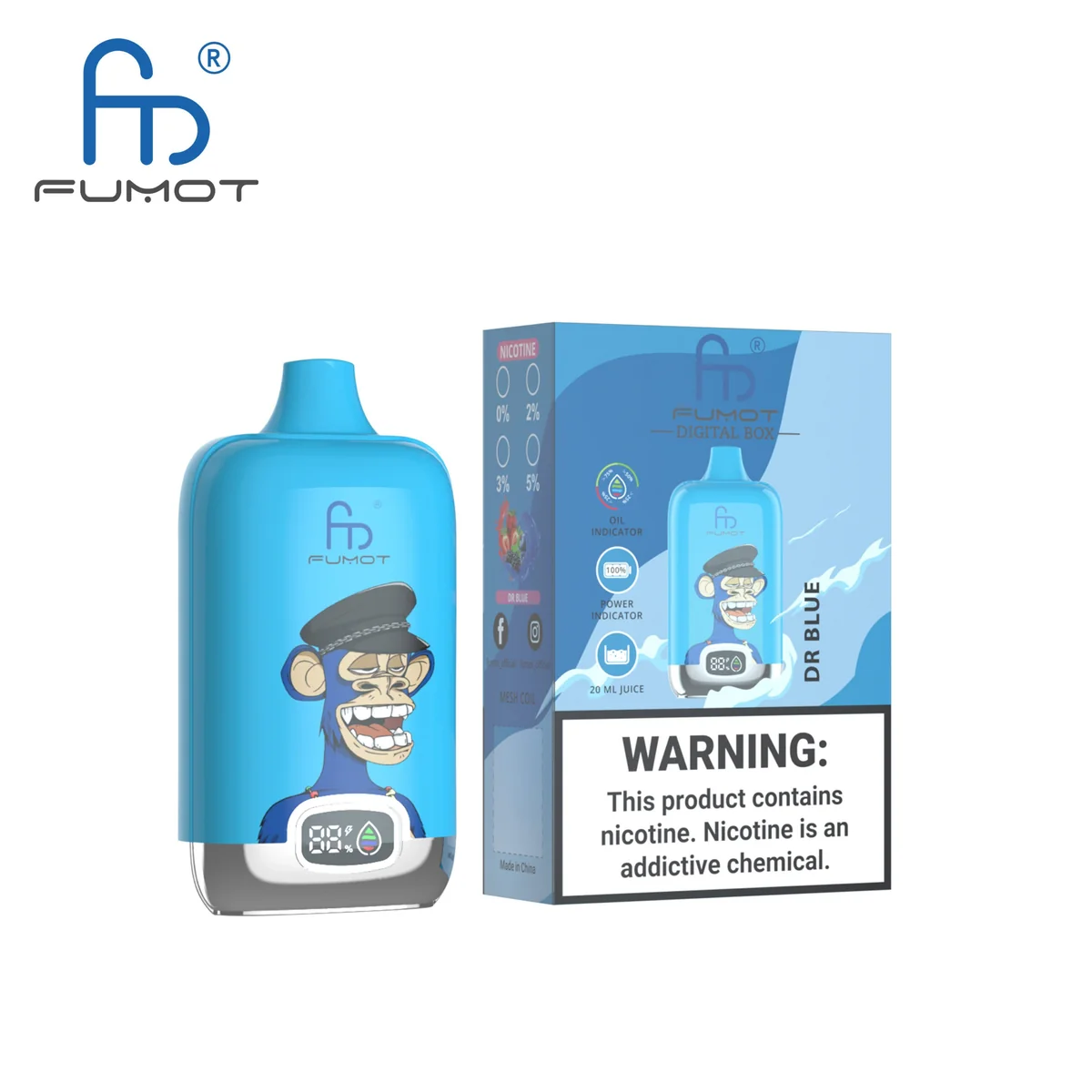 Fumot Digital Box 12000 Dr Blue – Einweg-Vape mit Einzelverpackung