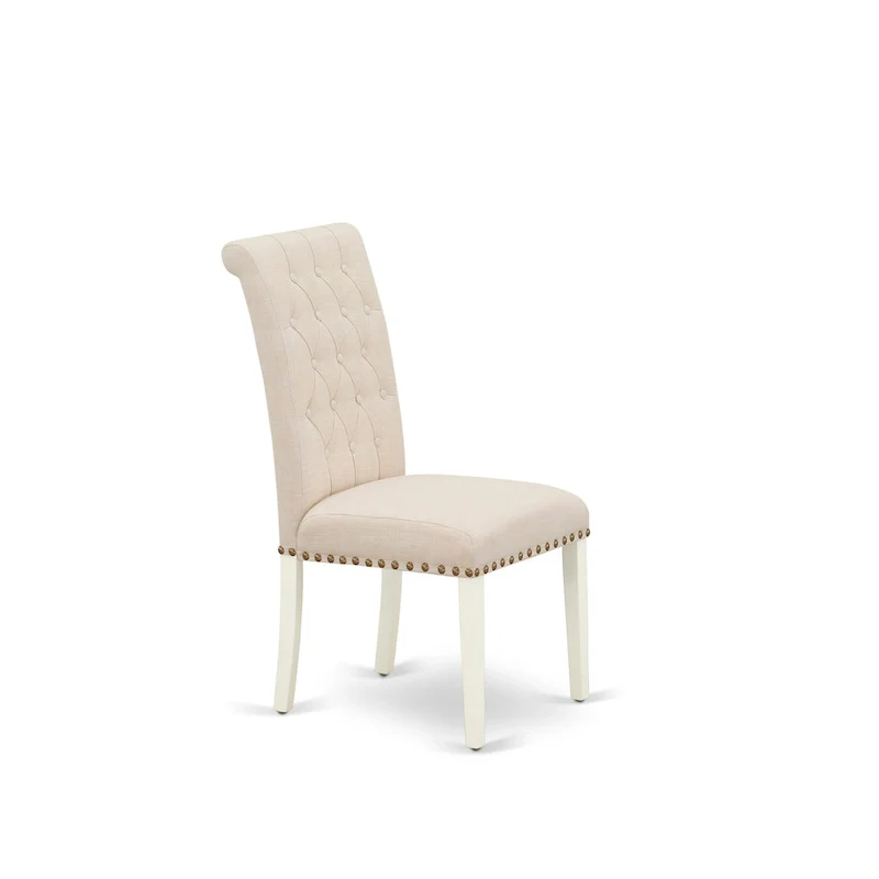 East West Furniture Wooden Dining Table Set Includes Small Table and Parson Chairs in Linen Fabric (Pieces and Finish Option)