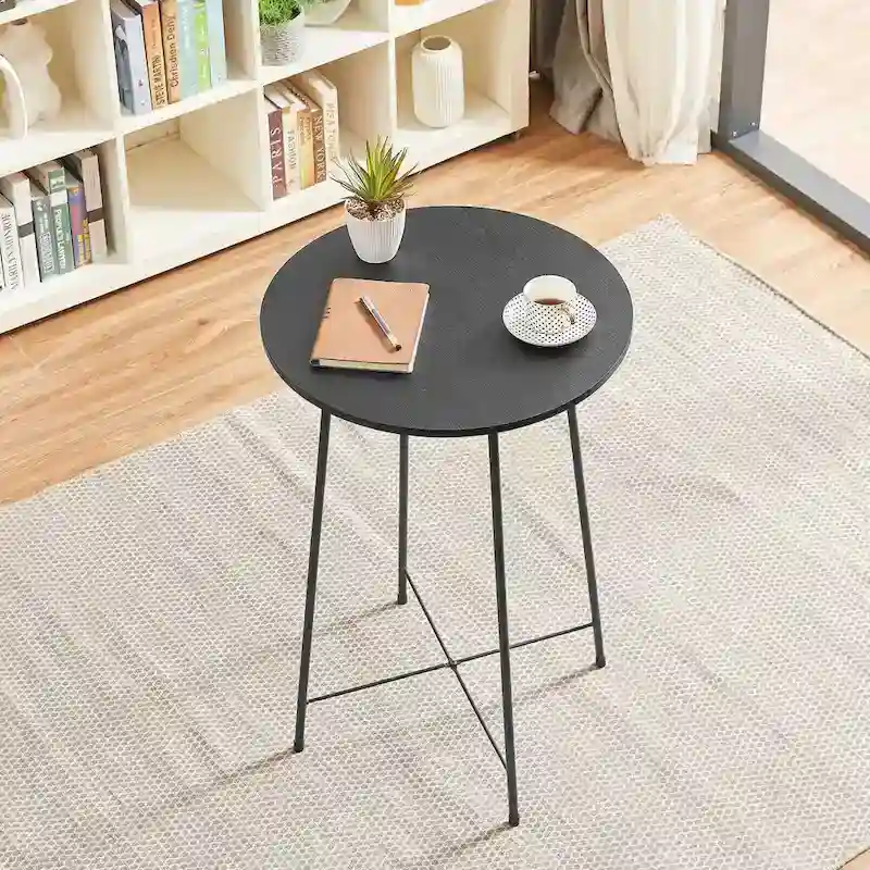 35.4 High Round Bar Table, Industrial Style Wood Top Bistro Pub/Breakfast Table