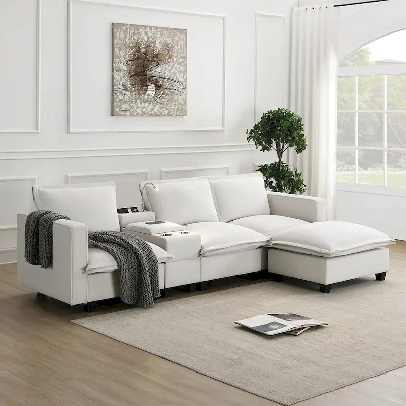 109 Chenille Modular Sectional Sofa with USB Console