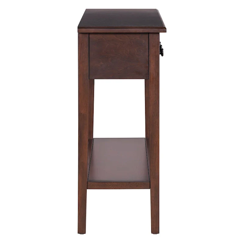 38.2 Rustic Console Table with Open Shelf and Three Drawers, Rubber Wood Legs