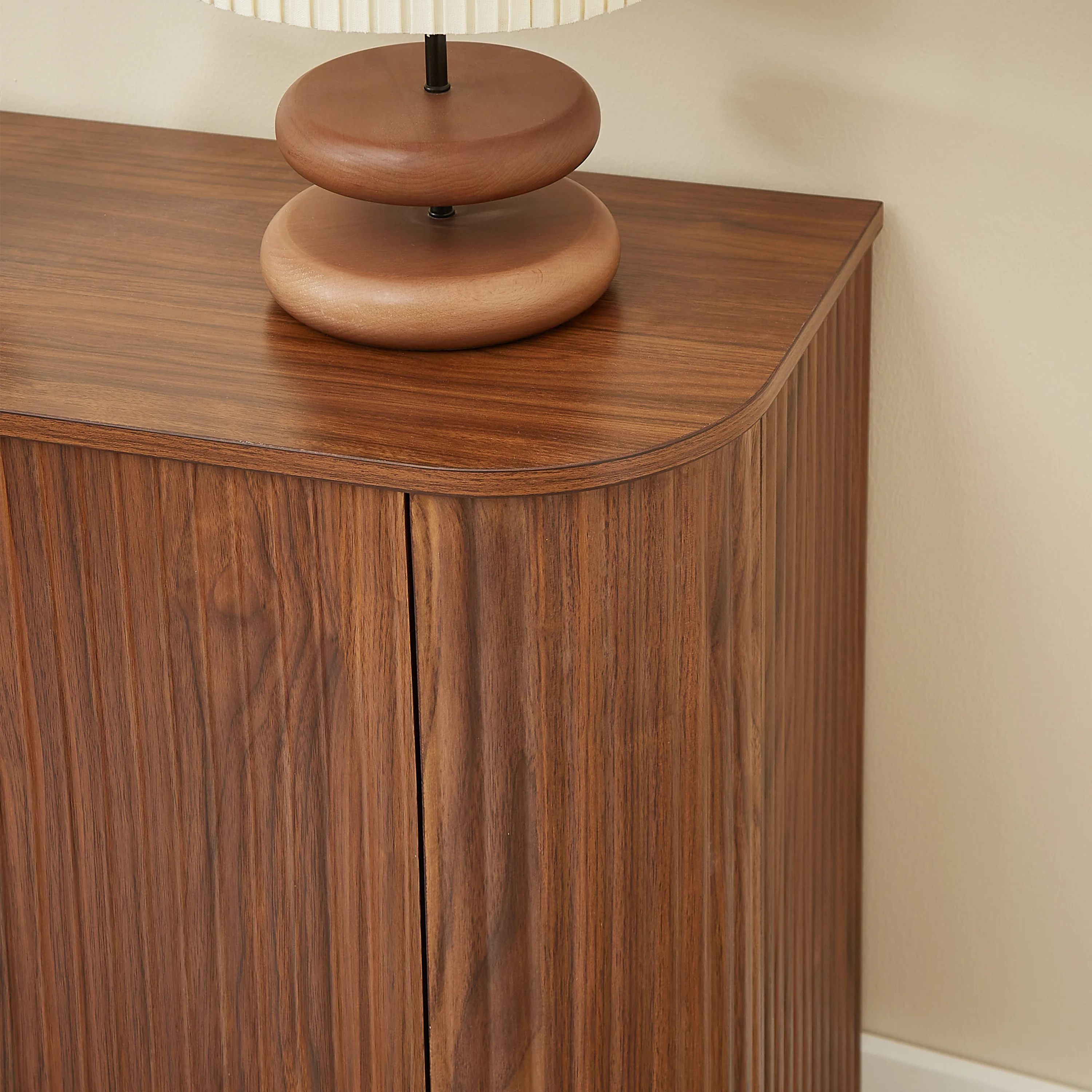 Modern Fluted Curve 58' Wine Rack Bar Cabinet / Sideboard