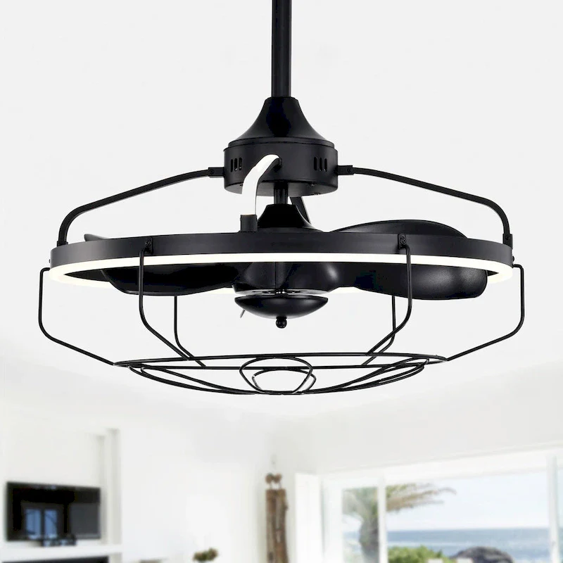 Dhooma 25 Inch Chrome Finished Modern LED Ceiling Fandelier with Remote - N/A