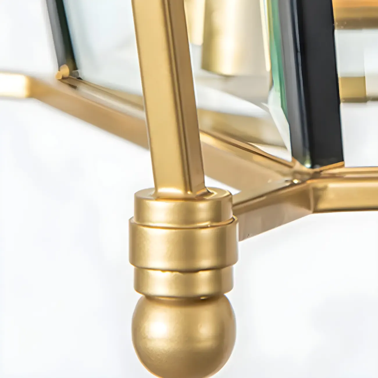 Adjustable Kitchen Gold Square Glass Caged Candle Chandelier