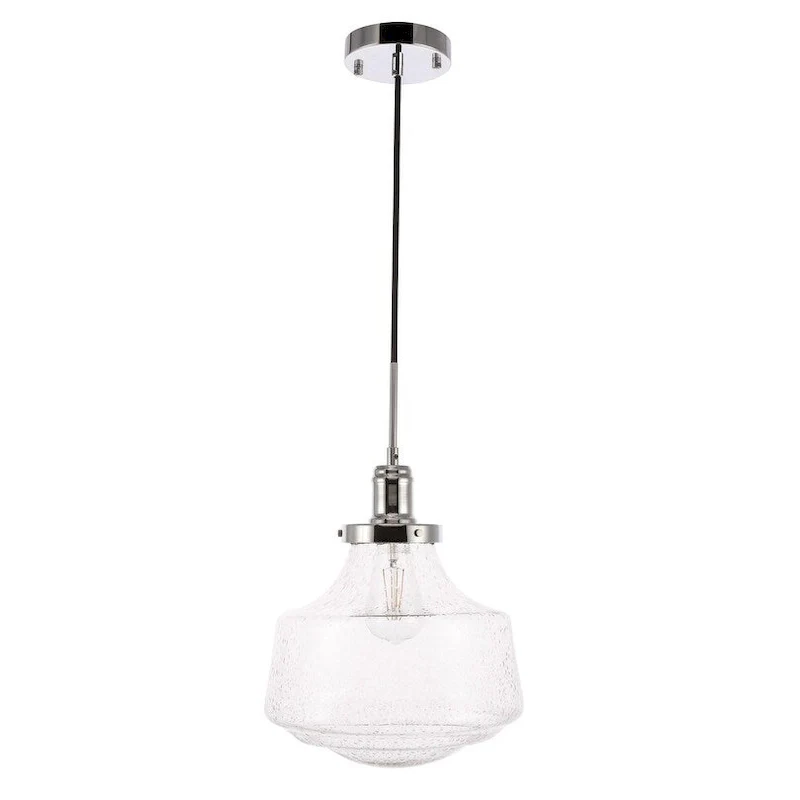 Klyli 11-inch 1-light Clear Seeded Glass Hanging Pendant