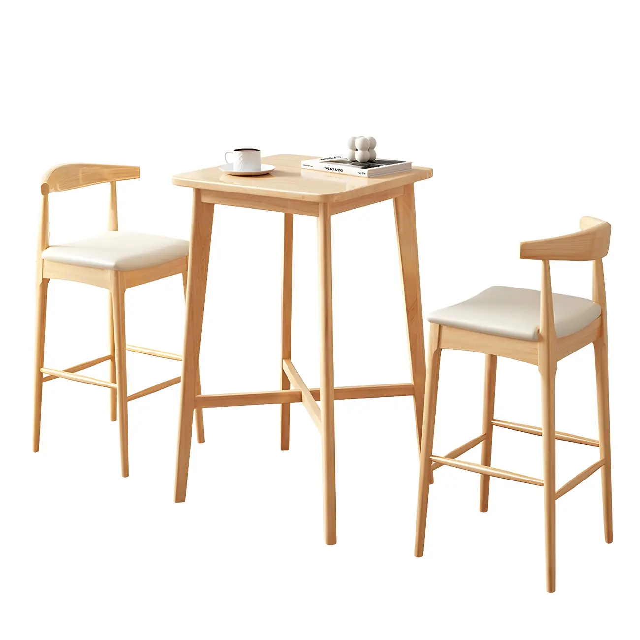 Modern Rubber Wood Square Bar Height Table