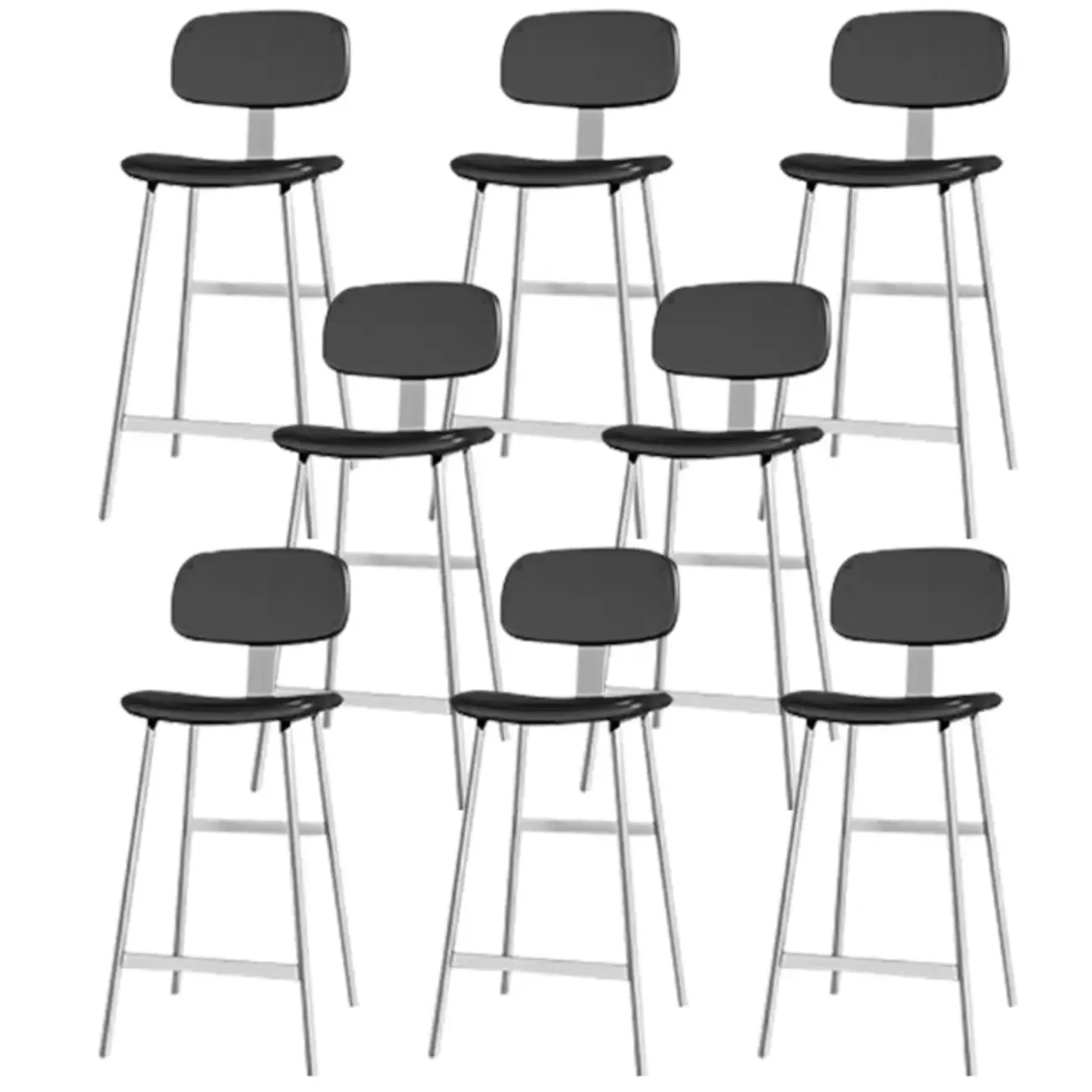 Industrial Faux Leather Metal Frame Bar Stools with Backs