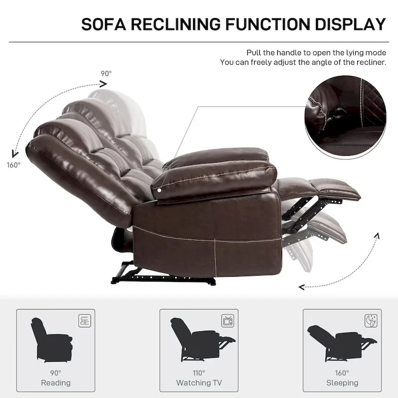 Breathable Leather Massage Recliner Chair Manual Living Room Reclining Sofa